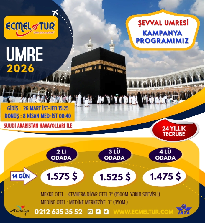 2026 ŞEVVAL AYI/NİSAN UMRE PROGRAMI
